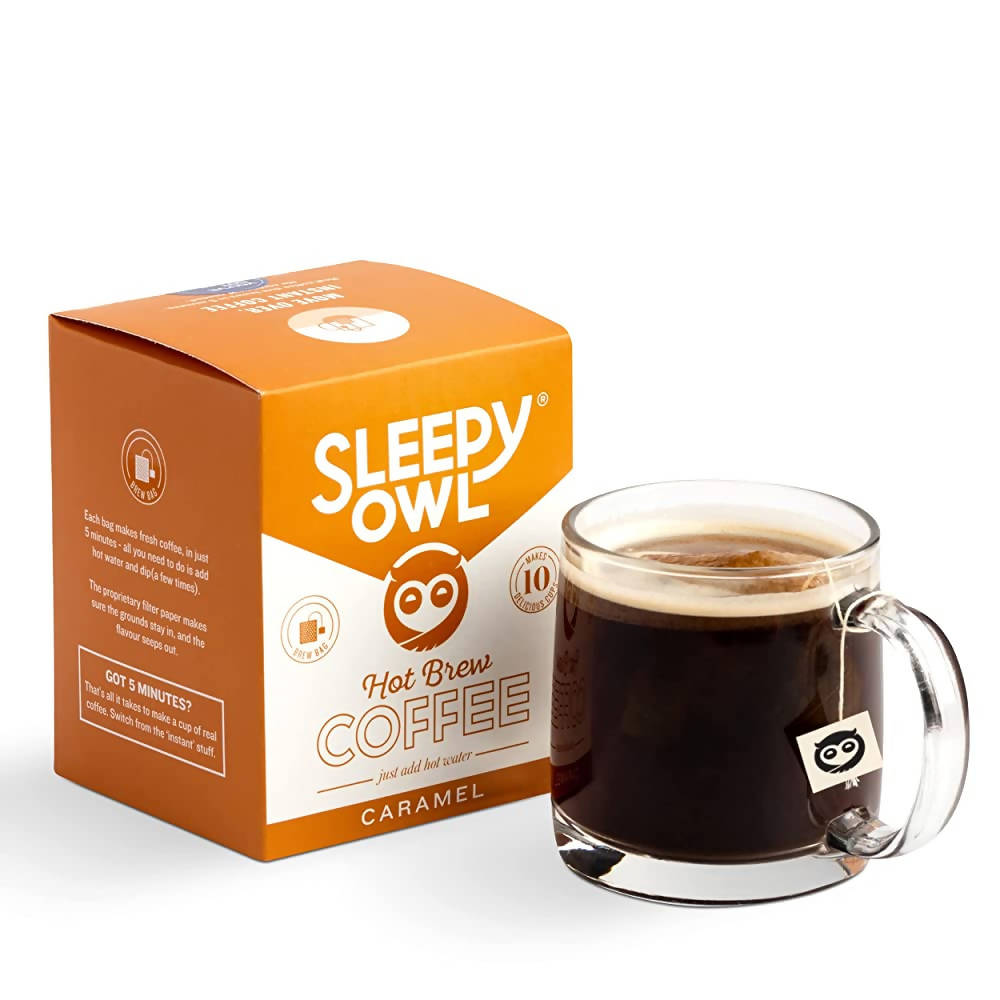 Sleepy Owl Coffee Hot Brew Caramel Bags - 10 Bags